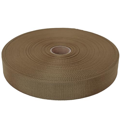 Sangle plate en nylon MIL-W-17337 GM CLIMBING marron coyote, robustesse militaire 25mm