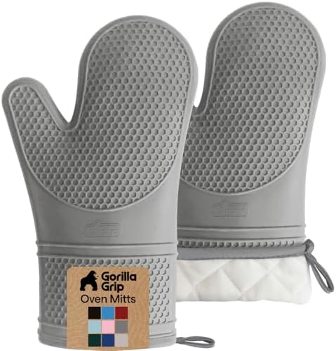 GORILLA GRIP BPA-Free Soft Silicone Oven Mitts, 550F Heat Resista...