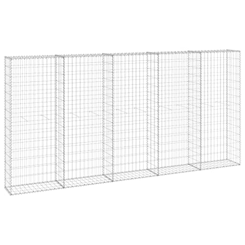 vidaXL Gabionenwand mit Abdeckung Gabione Steingabionen Steinkorb Gabionen Wand Drahtkorb Draht Mauer Verzinkter Stahl 300x30x150cm