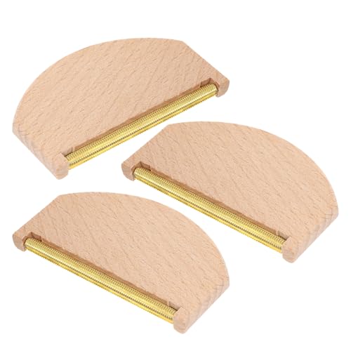 Didiseaon Peine Quitapelusas Portátil de 3 Piezas Mango de Madera Natural y Tiras de Latón Dorado Depilador Manual para Suéteres Jerséis y Prendas de Lana Herramienta Ligera Adecuado