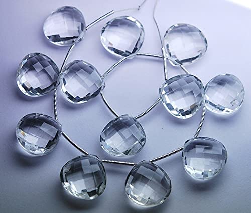 Rock crystal quartz faceted heart shaped briolettes 16mm pierre naturelle pour bijoux