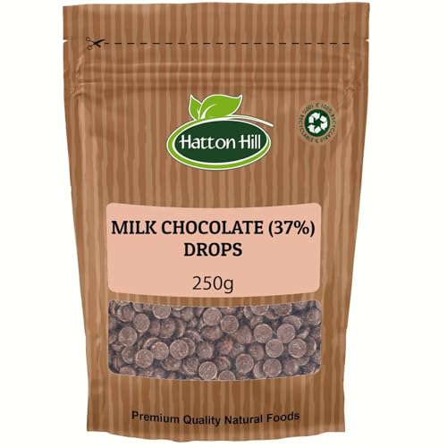 Milk 37% Chocolate Drops 250g by Hatton Hill for Baking Desserts Cookies Cakes Muffins Cupcakes & Decorating