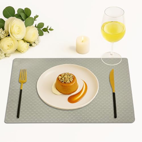 Image of Amazon Brand - Umi PVC Vinyl Foam Design Placemat STPG127 | Heat Resistant, Wipe Clean, Anti-Skid Table Mats for Dining Table, Kitchen & Home Decor (30x45 CM Grey Set of 2)