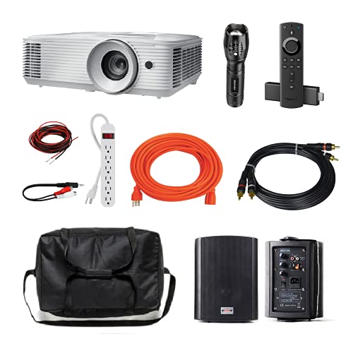 Backyard Theater Kit | Recreation Series System | 9' Front And Rear Projection Screen With 1080P Hd Savi 4000 Lumen Projector, Sound System, Streaming Device W/Wifi (Ez-950) #TOP3