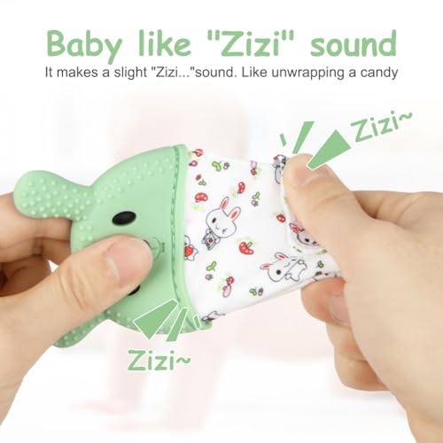 Image of 2Pack Silicone Teething Mitt, Rabbit Baby Teething Toy for 0-6 6-12 Months, Food Grade Silicone Infant Teething Mitten, BPA-Free Baby Chew Toys for Pain Relief, Sucking Needs