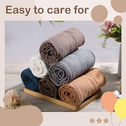 Image of Peryiter 6 Pcs Muslin Hooded Baby Towels, 32 inchx 32 inch Cotton Newborn Bath Towel Muslin Infant Baby Blankets Absorbent Unisex Newborn Registry Gift Essentials for Girls Boys (Elegant Color)