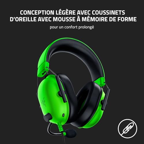 Razer BlackShark V2 X - Casque Gaming Esports Multiplateforme (Haut-parleurs TriForce de 50mm, Annulation Passive du Bruit Avancée, Son 7.1 Surround, Microphone Cardioïde) Vert