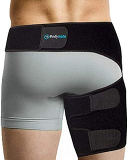 Bodymate® Hip Brace for Sciatica Pain Relief | SI Belt/Sacroiliac Belt | Hip Pain| Compression Wrap for Thigh, Hamstring, Joints, Arthritis, Pulled Muscles | For Men, Women (Medium, Hip 32 - 44