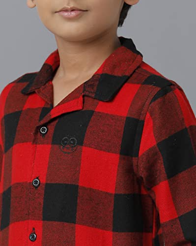 Image of Under Fourteen Boys Cotton Night Suit Set | Soft Breathable 2Pcs Sleepwear /Nightwear /Sleepsuit /Loungewear Co-Ord | Checks Top & Pyjama | Elastic Waist & Pockets | Multicolor Pajama Party & Gifting Set