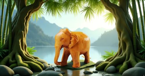 Image of Crafted Wooden Elephant Figurine, 2 inch 2PC | Gift, Play, Drawing, Craft Use, Home Decor