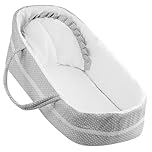 The Magic Toy Shop BiBi Doll Large Baby Doll Carry Cot up to 20" - Grey Polka Dot with Pillow, Soft Bassinet with Carry Handles, Portable Sleeping Carrier Bed, Girls & Boys Aged 18 Months+