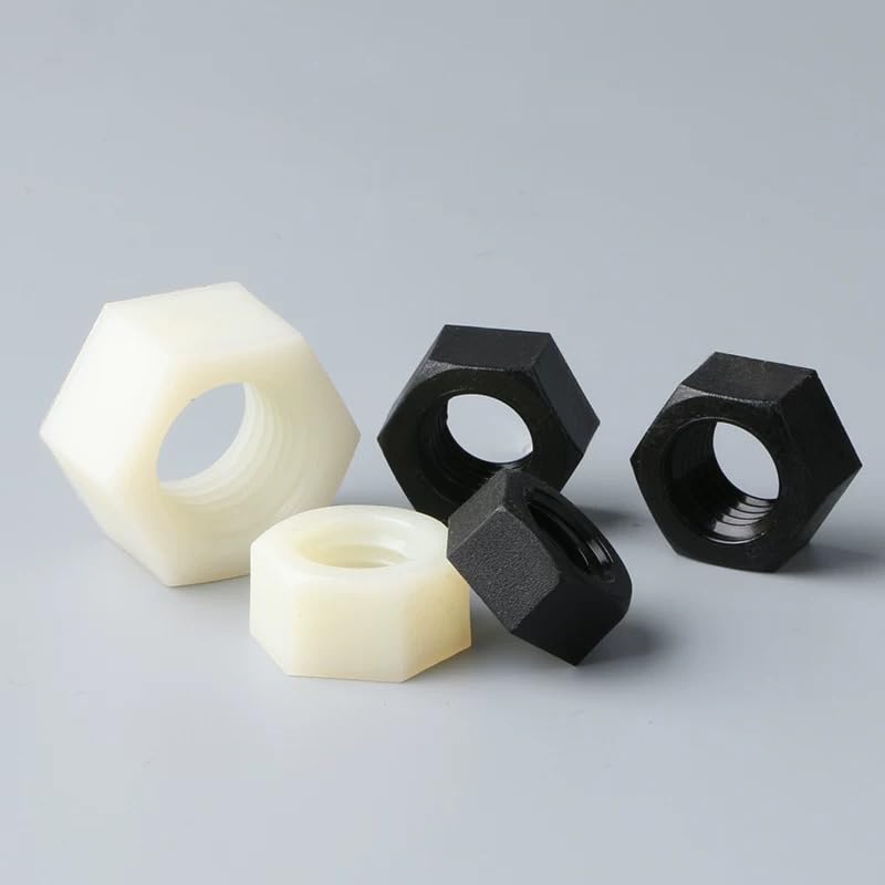 White/Black Nylon DIN934 Hexagon Nuts Hex Nuts M2 M2.5 M3 M4 M5 M6 M8 M10 M20 (White,M16,100pcs)