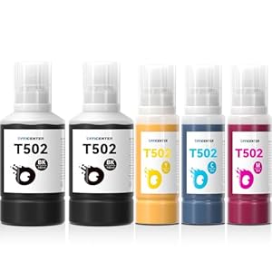 T502 502 Ink Refill Bottles for Ecotank ET2760 ET-4760 ET2750 ET-3760 ET-2850 ET-15000 ST-4000 ST-2000 ET-3710 ET-3850 ET-3750 ET-4850 ET-3830 ET4750 ET2700 ST3000 ET3700 Printer(2BK C M Y)