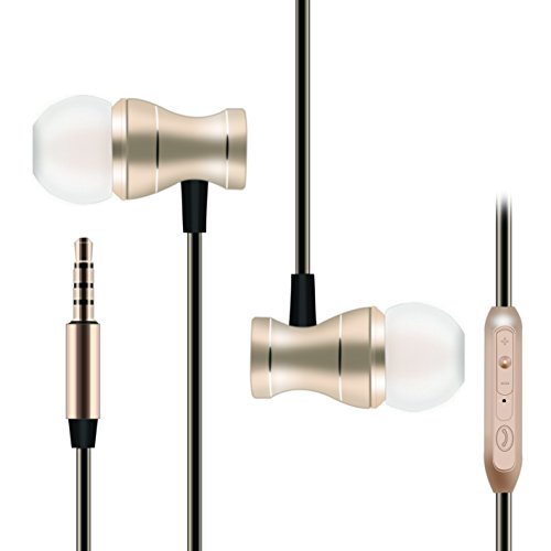 Wired Headphones,in Ear Magnetic Metal Sport Earbuds Sweatproof Headsets with Mic,Noise Canceling HiFi Stereo Heavy Bass Earphones for Workout Running Jogging Gym for iPhone Samsung by Mayama(Gold)