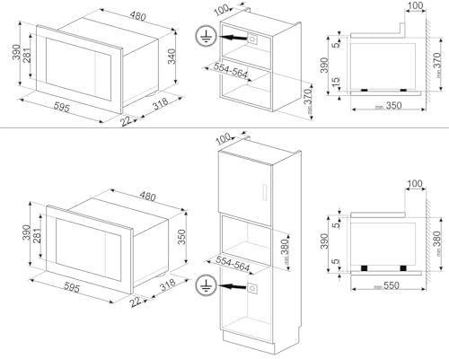 SMEG Micro ondes grill encastrable linea FMI120B3 - vue 4
