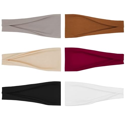 Miniatura 2 de YONUF Diademas de moda para mujer, diadema ancha, yoga, entrenamiento, banda para la cabeza, accesorios para el cabello, paquete de 6