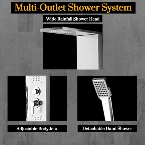Image of ZAP Zap X9 Shower Panel System with LED Temperature Display, Top Shower, Hand Shower, Body Jets, and Bucket Filler - Multi-functional Bathroom Shower Unit