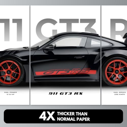 Image of Funk You Store Porche 911 GT3 RS Poster Split Design Car Posters | 3 A3 Sized Cars Poster for Wall | Large Size (89 x 42 cm) Porche Wall Decor | 911 Car Posters for Room | Supercar (B 048)