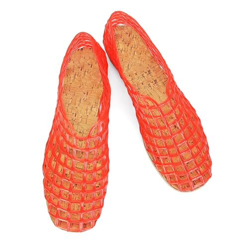 Image of Jelly Mesh Ballet Flats for Women Clear Hollow Jellies Flat Sandals Round Toe Slip On Beach Balleria Flat Shoes