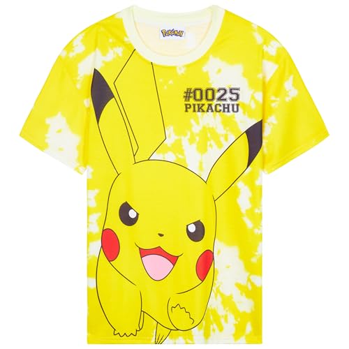 Image of Pokemon T Shirt for Boys Teenagers Pikachu Top Pack of 1 or 3 Pack Short Sleeved Tee Soft Breathable Casual Anime Gifts for Boys (9-10 Years, Yellow, 1)