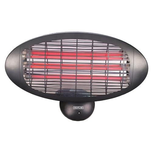 Heatlab 2kW Quartz Bulb Electric Wall Mounted Electric Heater with Pull Cord Switch in Black