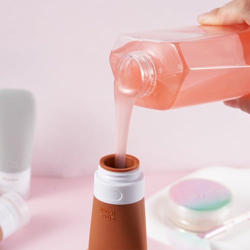 Image of INSFIT Travel Bottles for Toiletries, TSA Approved 3oz Travel Size Containers, BPA Free Leak Proof Squeezable Silicone Tubes for Shampoo Conditioner Lotion Body Wash with Labels