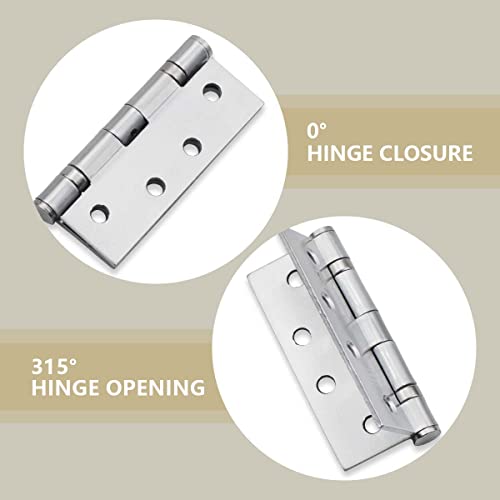 Bwintech 2 works 100 x 75 x 2.7mm (4 inch) Satin Chrome Brushed Steel Hinge for Fire Door Ball Bearing Hinge for Internal Use in Residential and Commercial Buildings - Image 4
