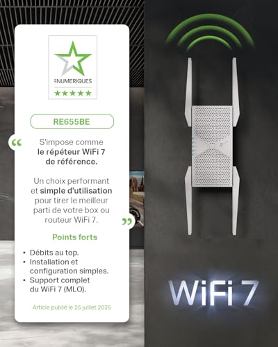 TP Link RE655BE V1.6 Extension de portée Wifi Wi Fi 7 Wi Fi 7 2.4 GHz 5 GHz 6 GHz - vue 3