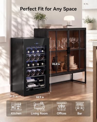 Image of Feelfunn 25 bottle Wine Cooler Refrigerator,Freestanding Wine Fridge,Black