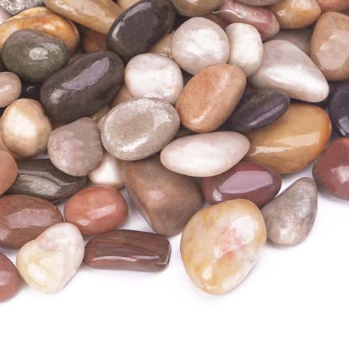 Image of Pulovin 10 lbs Decorative Rocks for Planters and Outdoor Landscaping, 1 inch- 1 1 /2 inch, Pebbles for Indoor Plants, Vases, Terrarium, Polished Stones for Garden Decor