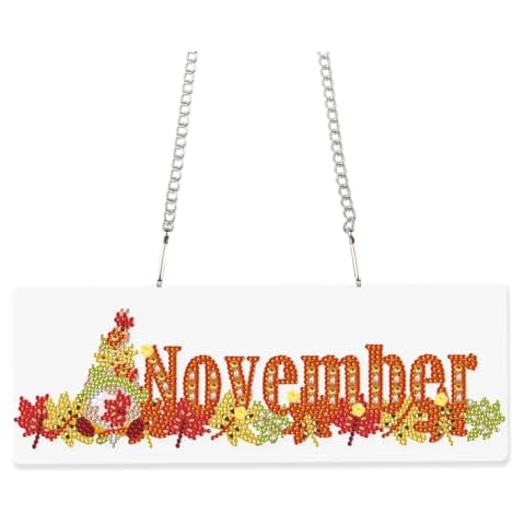 LazyFold Diamond Painting Kits Hanging Pendants, DIY Crystal Rhinestone Wreath Kits, Colored Imitation Art Point Diamond Art Window Pendants Home Garden Wall Door Birthday Festival Gifts (November) Cover