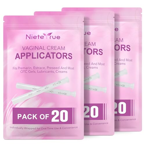 Image of Nieteyrue Plastic Vaginial Cream Applicators (60 Packs) 2024 New Dosage Markings Individually Wrapped Hygienic Fit to Most Lub-RIC-Ants, Cream, or Gels, Disposable Feminine Care Applicators