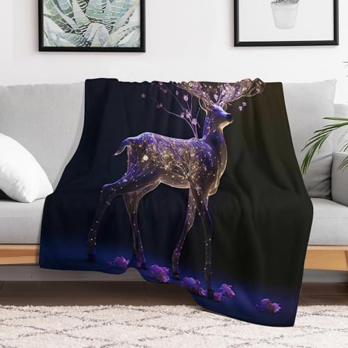 Couverture plaid cerf flanelle chaude et confortable pour lit - 3