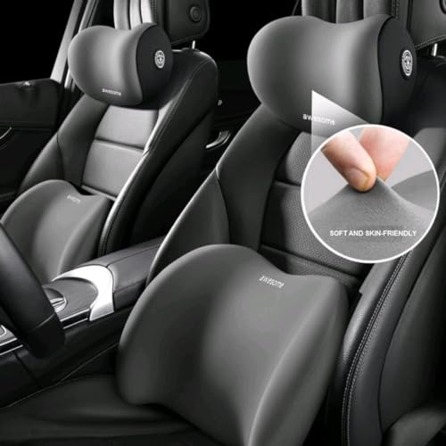 Image of Car Neck Rest Pillow for Head Rest Memory Foam Neck Support, Car Pillows and Cushions for Head & Neck Support in Travel for All Car Support (Combo Black)