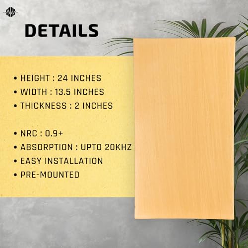 Image of Acoustic Rockwool Sound Absorption Panels 24 inch x 12 inch x 2 inch (Set of 2) | NRC 0.9 Noise Reduction Wall Panels | Rock Wool for Soundproofing Studio, Home & Office (Beige)