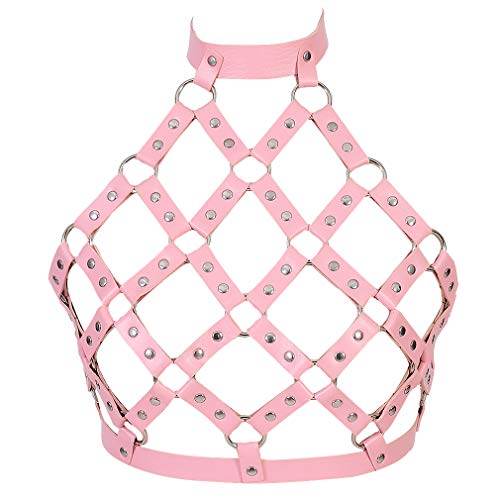 Women Leather Body Chest Harness Waist Harajuku Belt Bandeau Lingerie Halter Caged Bra Pu Punk Festival Rave Costume