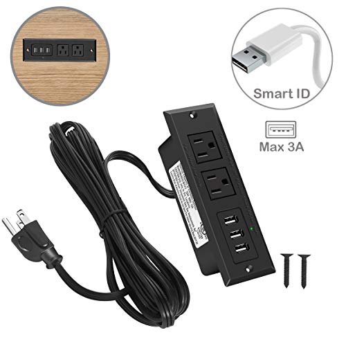 Furniture Recessed Power Strip, Recessed Desk Outlet with 3.5A Max USB, In Conference