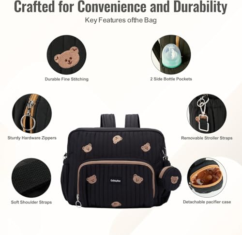 Image of GOBABYMART Diaper Bag Backpack with Changing Pad - Travel Baby Bag, Insulated Bottle Pockets, Stroller Straps