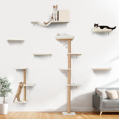 Set de estantes para gatos FUKUMARU 7 en 1 beige miniatura 1