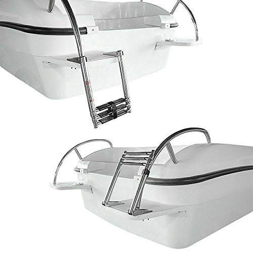 ISURE MARINE 3 Step Stainless Steel Telescoping Boat Ladder Dock Ladder Pontoon Boat Ladder Swim Step Folding telescoping Ladder Swimming Upper Platform Pontoon Boat Ladder by ISURE MARINE - Used condition - Image 7