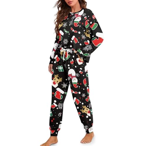 Image of Women's Pajamas Set Soft 2 Piece Loungewear Long Sleeve Pj Set Matching Sleepwear with Pockets for Women Plus Size