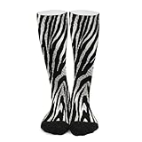 FekiLoot Black And White Zebra Print Compression Socks Cozy Soft Support Socks Fashion Breathable Knee High Tube Socks for Adult