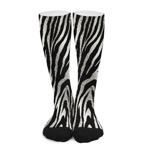FekiLoot Black And White Zebra Print Compression Socks Cozy Soft Support Socks Fashion Breathable Knee High Tube Socks for Adult