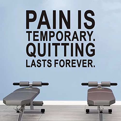 Seatune Gym Motivational Wall Decals - Inspirational Quotes Positive Wall Stickers - Garage Yoga Sports Fitness Running Wall Decals Home Vinyl Art Wall Decor - Pain Is Temporary Quitting Lasts Forever 30"X25" #TOP1