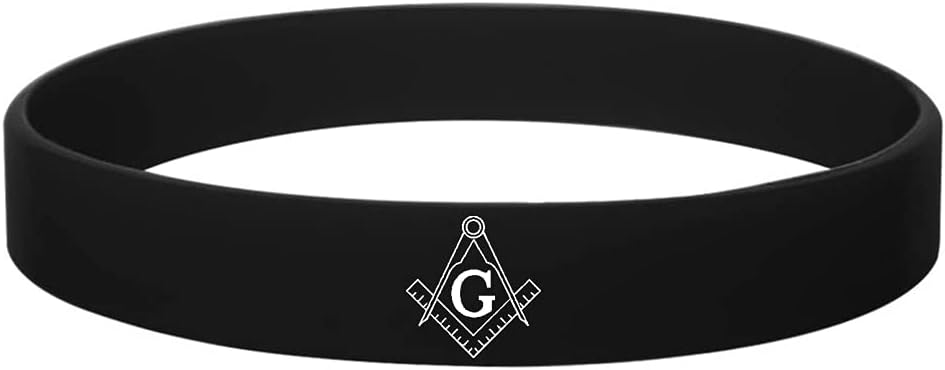 MZZJ Masonic Freemason Symbol Bracelet 12MM Silicone Rubber Waterproof Outdoor Fitness Sport Band for Unisex,Birthday Gift Graduation Gift for Best Friend Sister Daughter Son Nephew,14 Colors