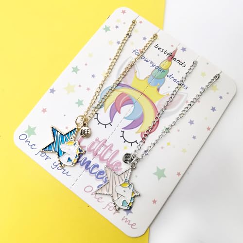 BFF Unicorn Necklace Set for Best Friends - 18K Gold & Silver Plated Matching Star Pendant Necklaces for 2 Women - 1.1 IN Charm Pendant Friendship Jewelry Gift (2Pcs) - Image 5