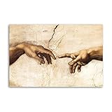 Creation of Adam Hand of God! Classical Religion Canvas Art Poster And Wall Art Picture Print Modern Family Bedroom Decor Posters 16x24inch(40x60cm)