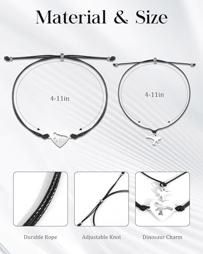 Image of YELUWA 2 Pcs Mother Daughter /Son Bracelets, Back to School Gift | First Day of School Gifts, Mothers Day Gifts, Lovely Charm Bracelets Set Mommy and Me Jewelry with Gift Box Wish Card