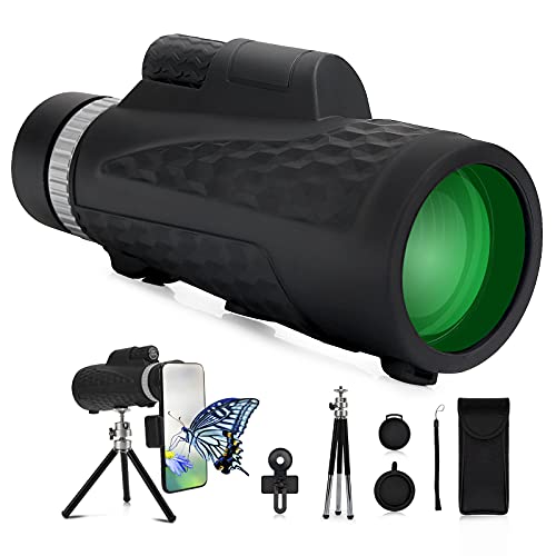 Petyoung Telescopio Monocular 12X50 HD para Tiro al Blanco Caza Observación de Aves Camping al Aire Libre Zoom con Soporte para Teléfono Cover