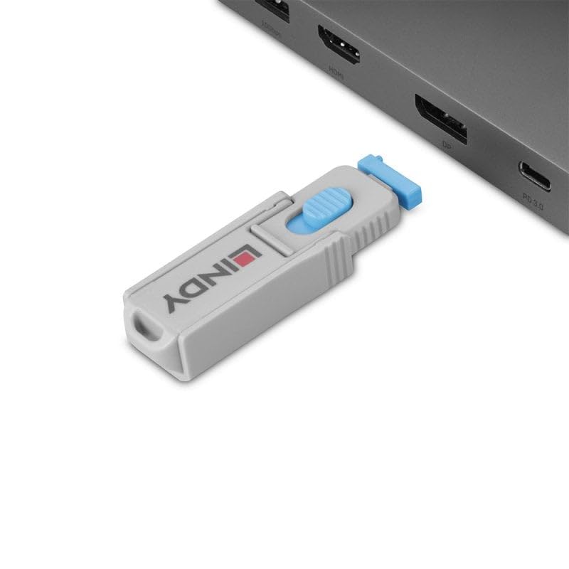 Lindy UK DP Port Blocker Key z 4 blokerami, niebieski